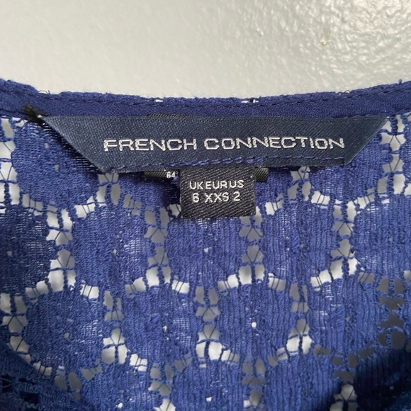 French Connection Navy long sleeve Eyelet Shift - Picture 4 of 6